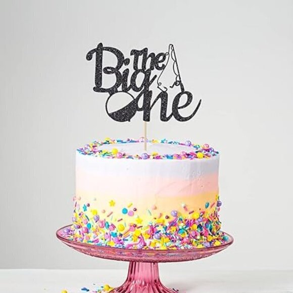"The Big One"  Cake Topper - Gone Fishing Theme  Cake Topper Baby First - Picture 1 of 4